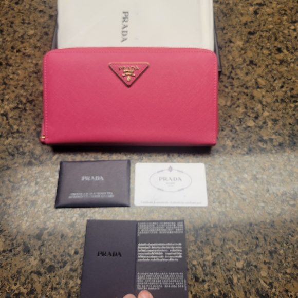 EUC PRADA Lux Zip Around Long Wallet in Peony - Picture 13 of 16